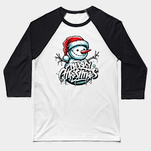 Merry Christmas Graffiti Snowman Baseball T-Shirt